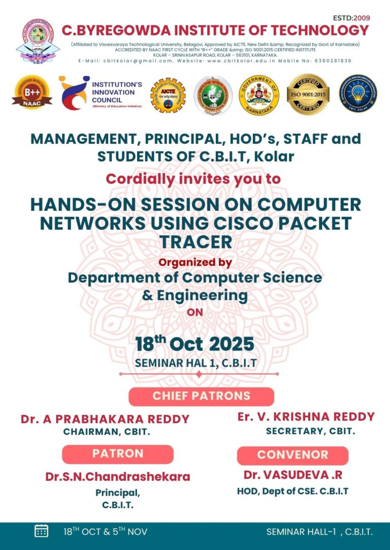Hands on session on computer networks using cisco packet tracker
